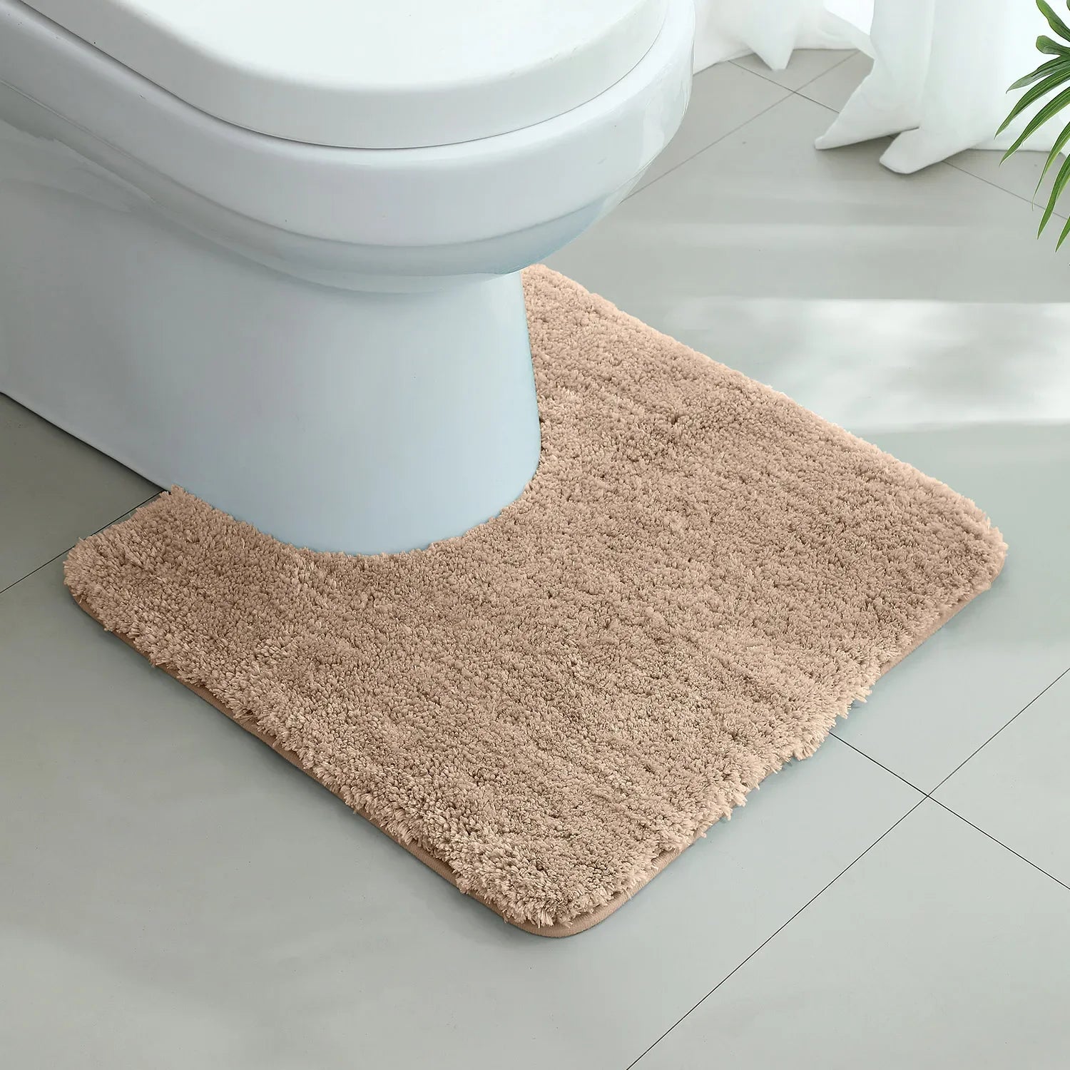 U-shaped thickened bathroom floor mat, plush material, bathtub absorbent mat, anti slip foot mat, bathroom small carpet, entranc