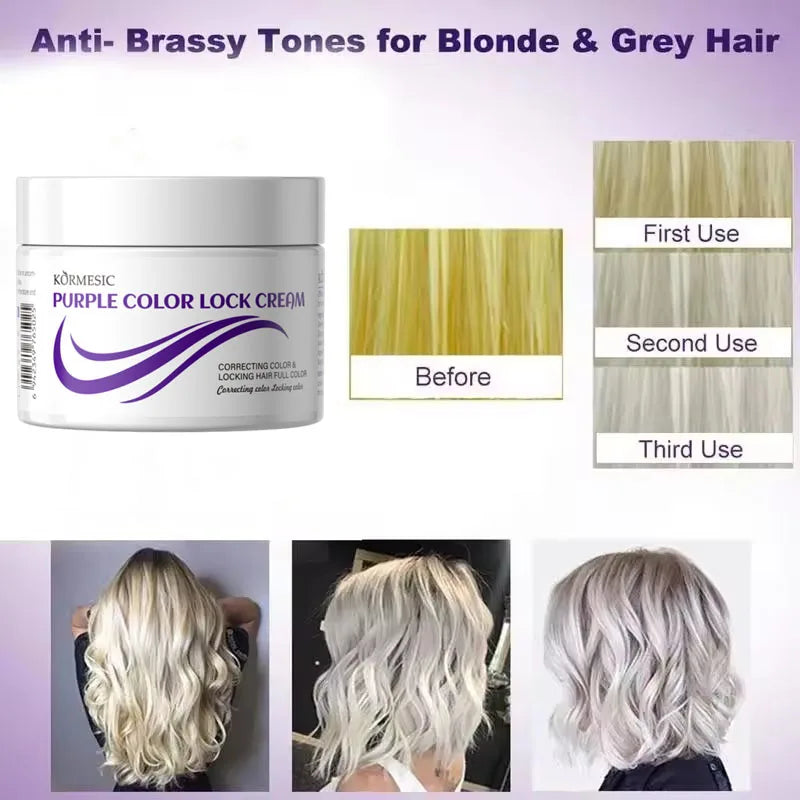 Color Fixing Purple Cream Lock Color Cover Gray Hair Fade Yellow After Bleach Hair Dye Long Lasting Non-irritating Nourish Care