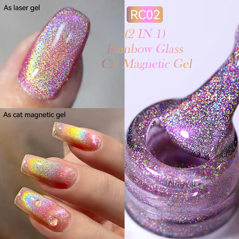 LILYCUTE 7ml 9D Black Crystal Cat Magnetic Gel Nail Polish Laser Silver Glitter Semi Permanent Manicure For Nail Art Gel Varnish