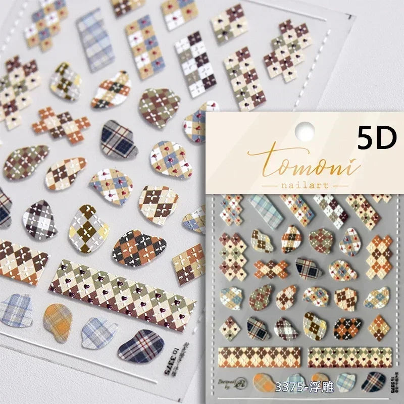 1pcs Elegant 5D Pearl Lace Wave Nail Art Stickers Exquisite White Lines Nail Decoration Decals DIY Self Adhesive Transfer Slider
