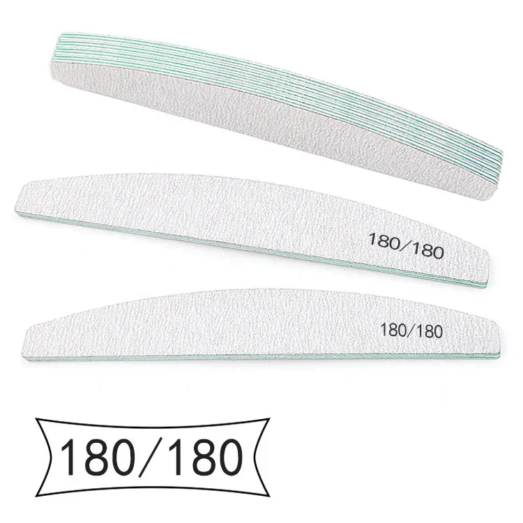1/3/5/10Pcs Professional Nail File 80/100/150/180/240 Sandpaper Strong Thick Sanding Half Moon Lime nail accessories and Tools
