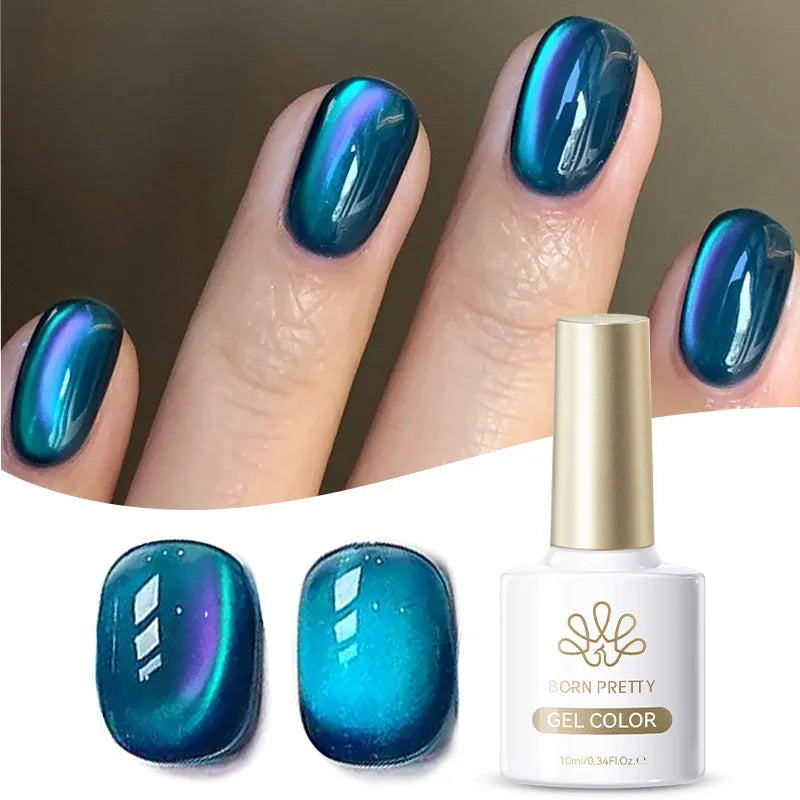 BORN PRETTY 10ml Autumn Gold Pink Glitter Cat Magnetic Gel Nail Polish Jelly Pink Semi Permanent Soak Off UV LED Varnish