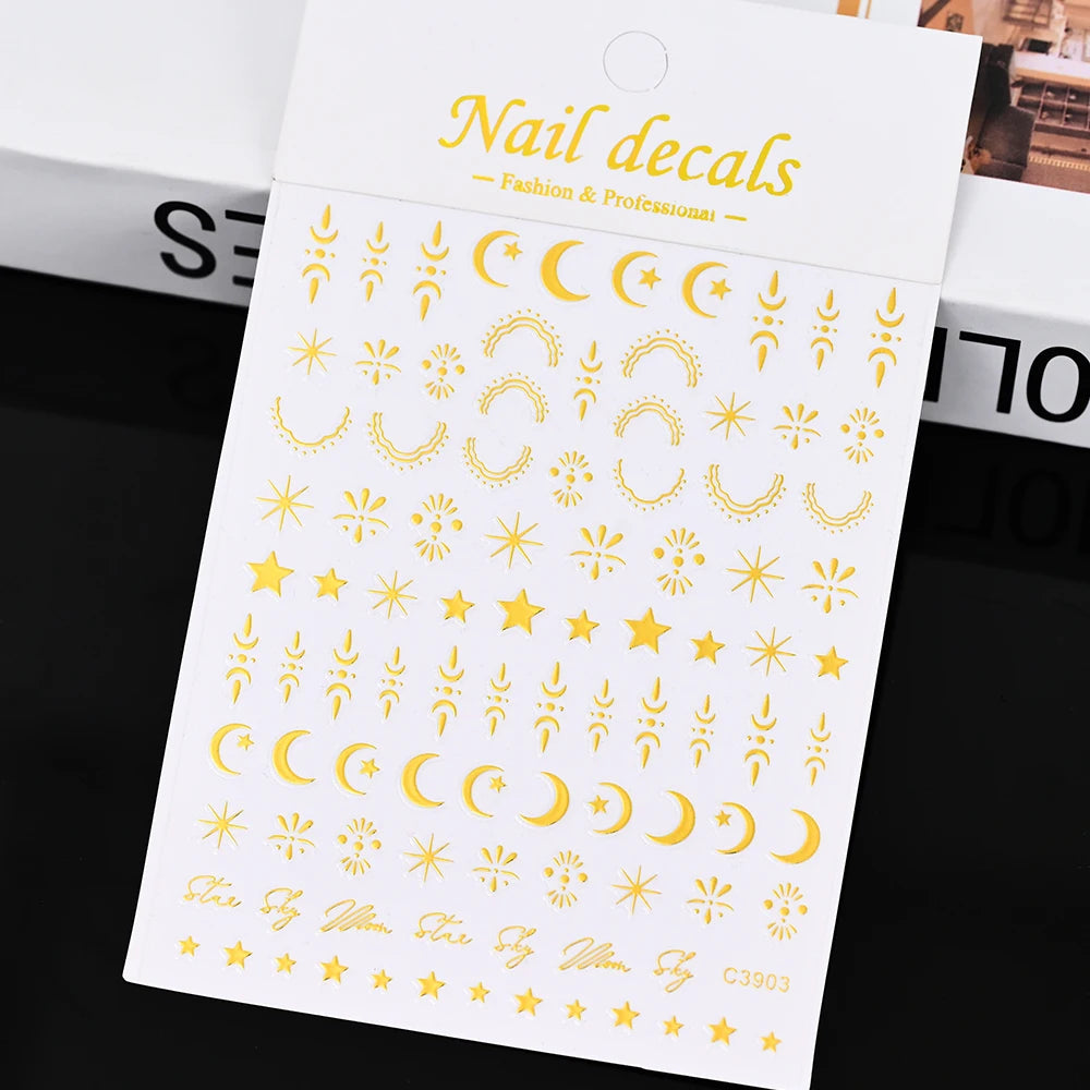 1pcs Star-Themed Nail Art Stickers 3D Self-Adhesive Plastic Decals With Glitter Finish Anime Rectangle Shape Ideal For DIY Nails