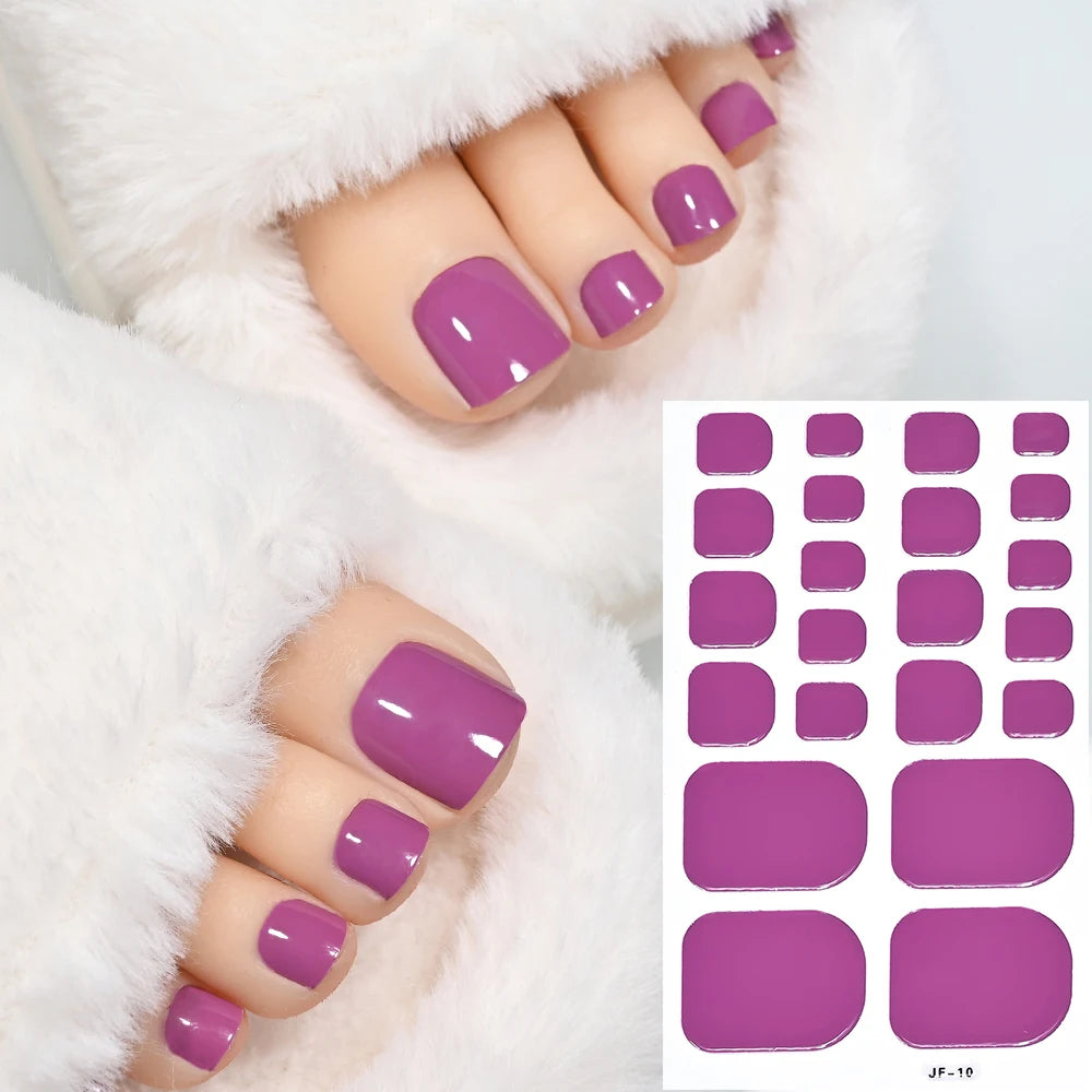 1pcs 22tips Gradient Glitter Full Toe Nail Wraps 3D Shiny Omber Pink/Purple/blue Toe Nail Polish Stickers Baking Free Toe Strips