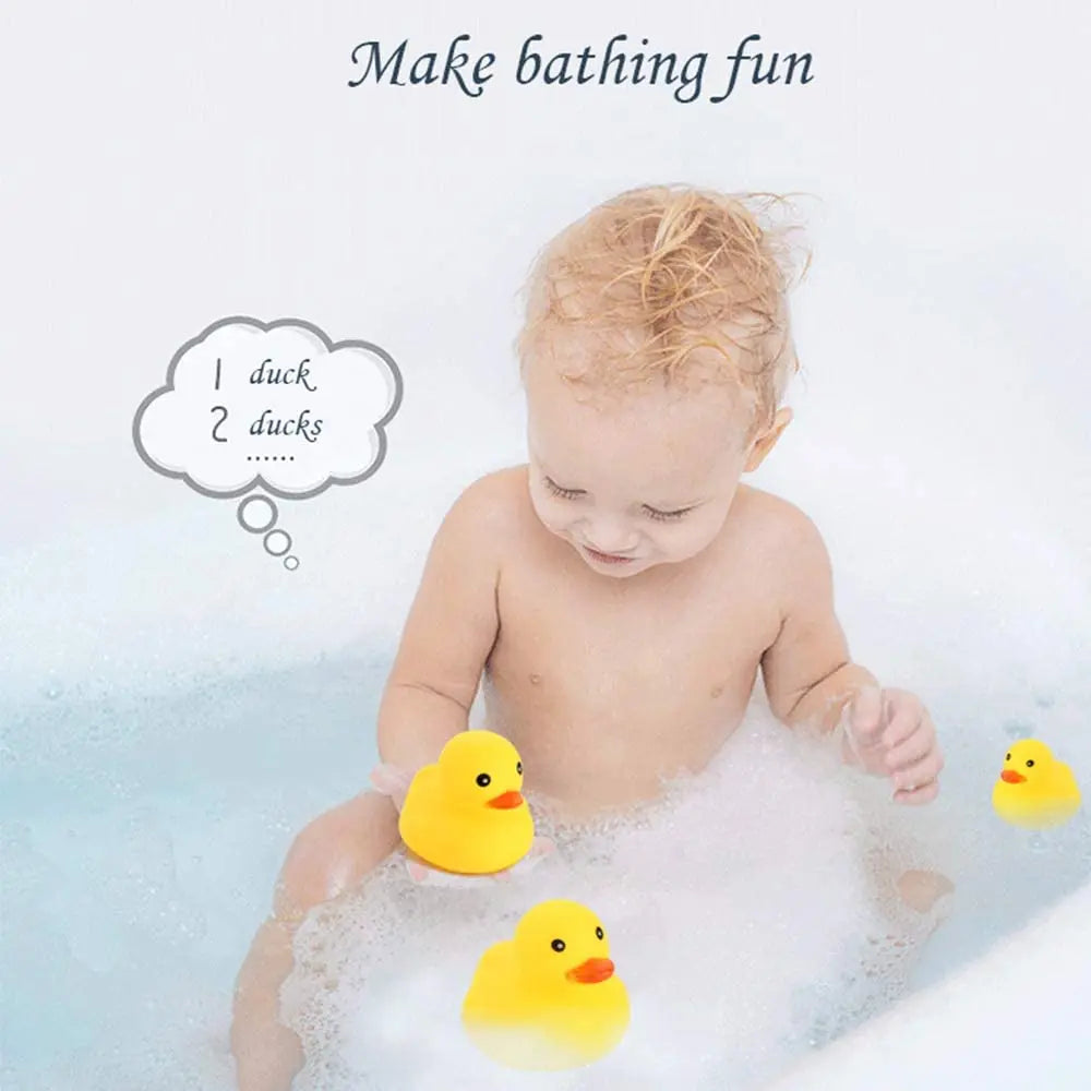 10pcs Preschool Bath Toys Mini Rubber Ducks Squeak Float Ducks Baby Bathtub Shower Toy Gift for Toddlers Kids Boys Girl Birthday