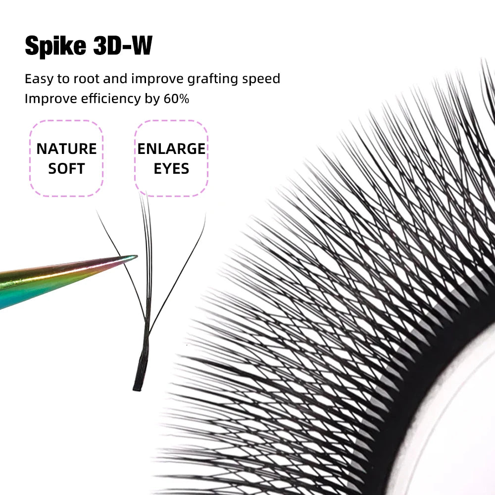 Yelix New Premade Spikes Eyelash Extension Black Purple Spike 3D-W Lash Extensions Supplies Fluffy Volume Fans Individual Lashes