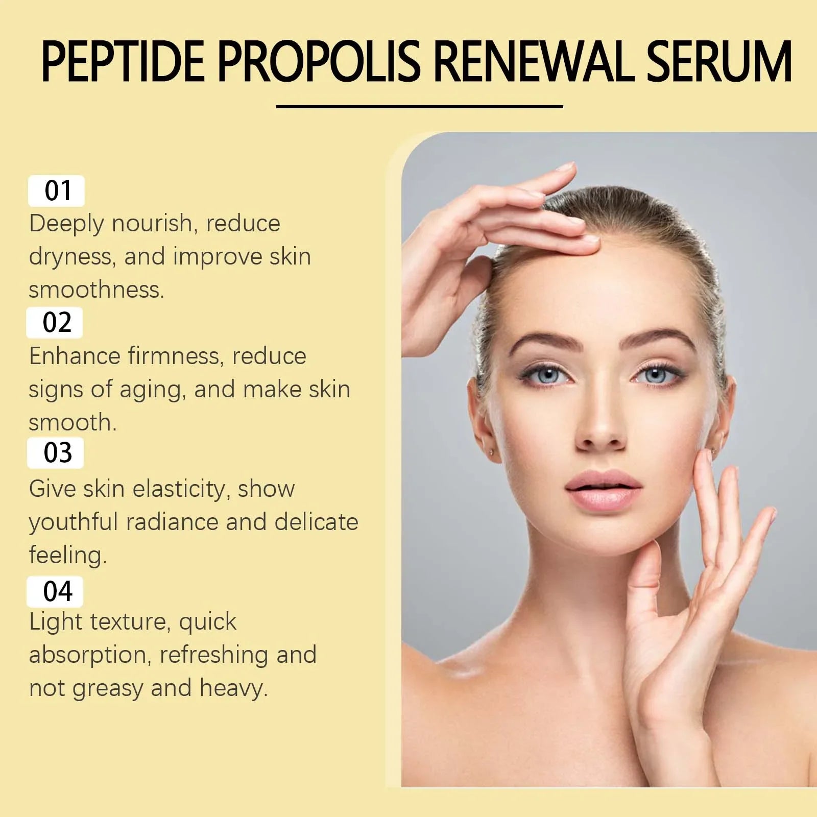 Peptide Propolis Renewal Serum Adenosine Wrinkles Fine Lines Removal Pores Sebum Cleasing Hydrating Face Glow Boosting Essence