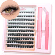 GROINNEYA Fluffy Lash Clusters Kit With Waterproof Strong Hold DIY Lash Extension Kit Lash Bond & Seal & Eyelash Tweezers Makeup