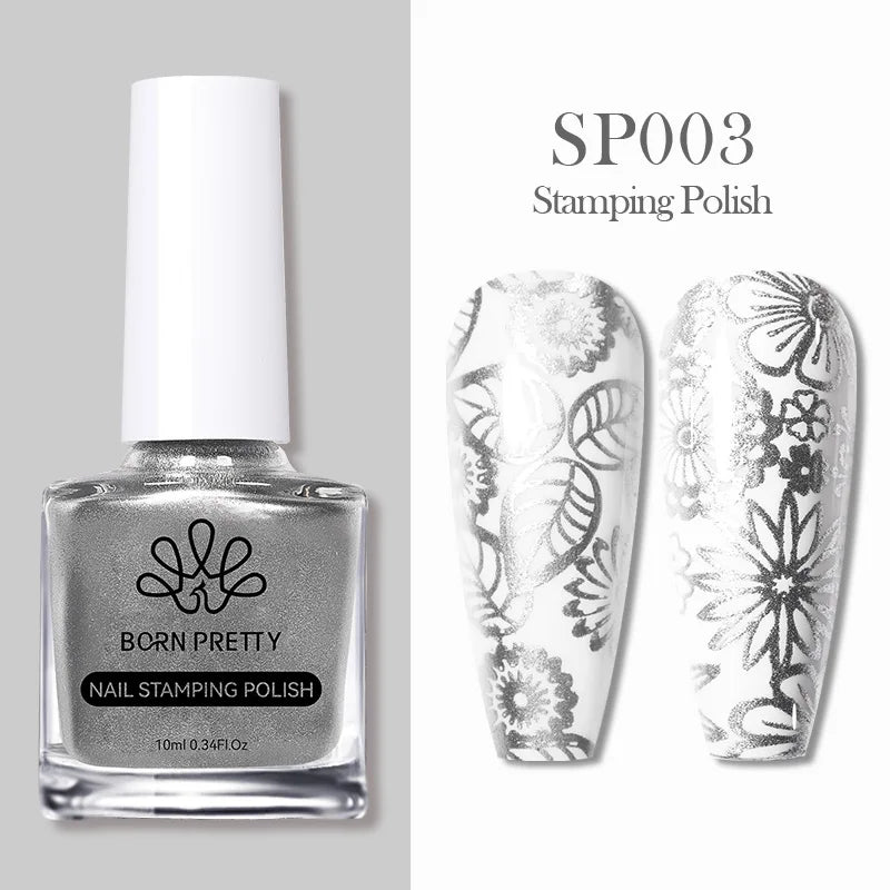 BORN PRETTY 10ml 25 Colors Nail Stamping Polish Nail Art Varnish with Peel Off Nail Latex Black White Colorful Stamp Polish