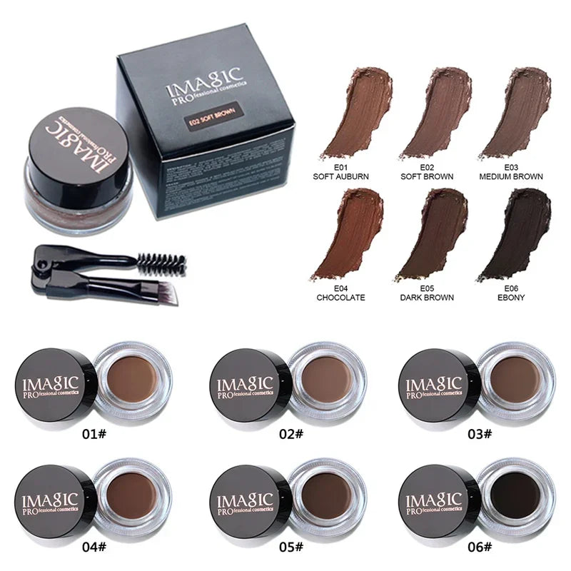 6 Colors Professional Eyebrow Gel Eyebrow Enhancer Brow Enhancers Tint Makeup Eyebrow Brown With Brow Brush Tools