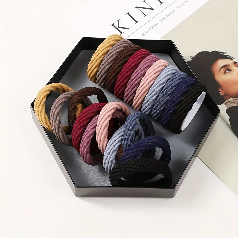 20 Pcs Minimalist Colorful Hair Ropes Set Soft High Elastic Hair Rings Casual Versatile Ponytail Hair Scrunchies