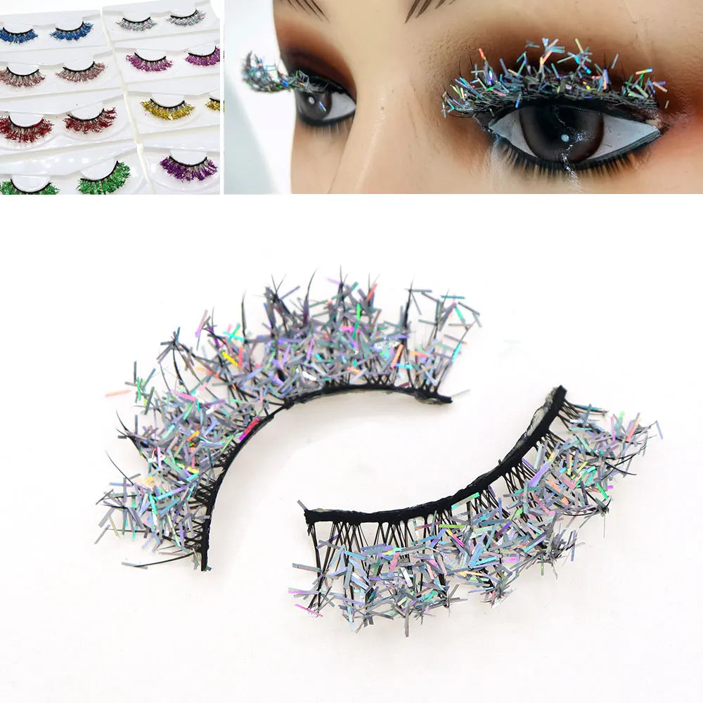HBZGTLAD White Eyelashes Cosplay Makeup Natural Long Cross Strip False Eye Lashes