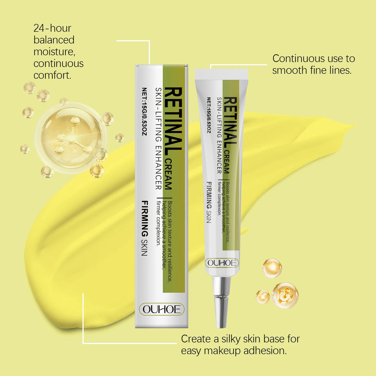 Korean Skincare Retinol Cream Brightening Firming Moisturizing Face Neck Day Night Lightweight Fast Absorbing Skin Care