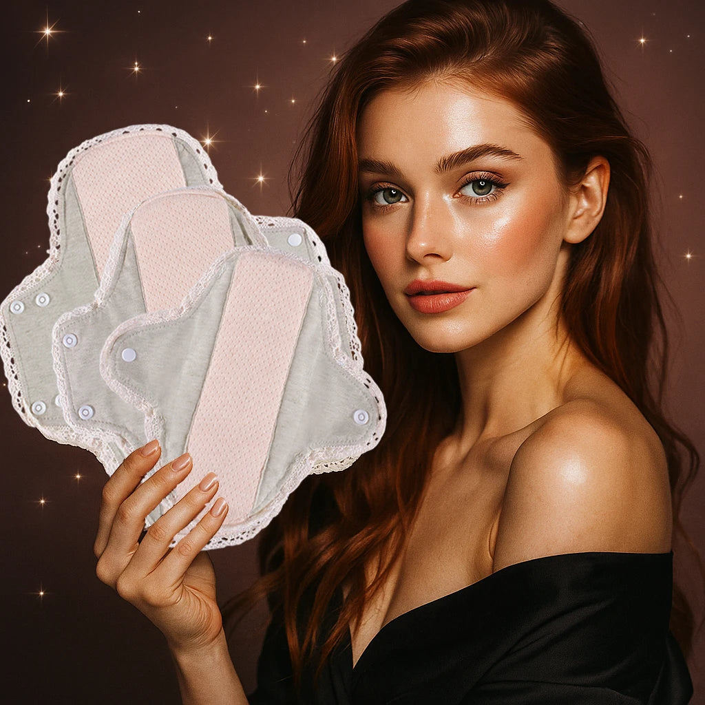 BIAI New Lace-Trimmed Reusable Sanitary Pad Washable & Reusable Cloth Panty Liner Breathable Highly Absorbent Nursing Pads