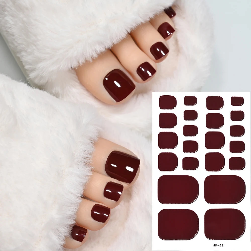 1pcs 22tips Gradient Glitter Full Toe Nail Wraps 3D Shiny Omber Pink/Purple/blue Toe Nail Polish Stickers Baking Free Toe Strips