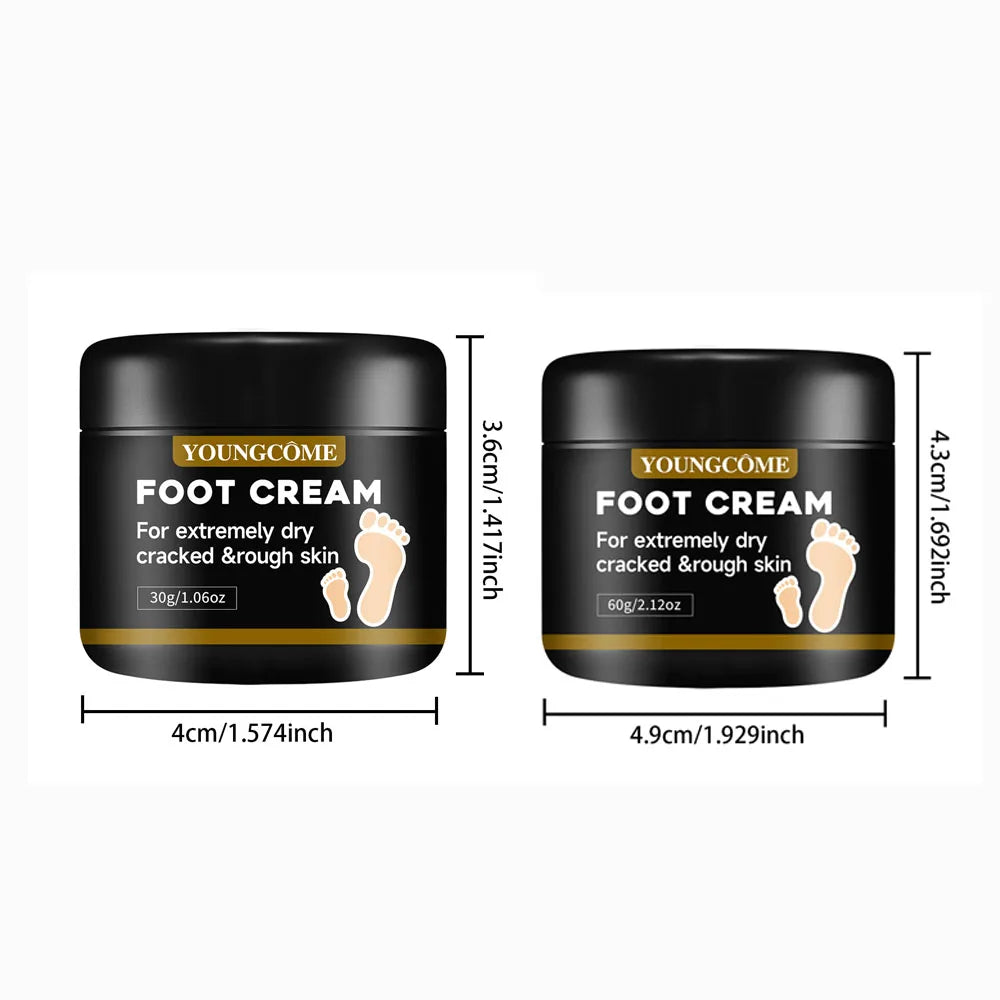 YOUNGCOME Foot Cream for Extremely Dry Cracked Heels & Rough Skin, Intensive Moisturizing Balm, Deep Hydration Softening Foot Ca