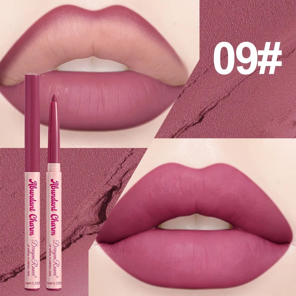 Long-Lasting Waterproof Matte Nude Lip Liner Lisptick Pen High Pigmentation Retractable Smooth Application Makeup Cosmetics