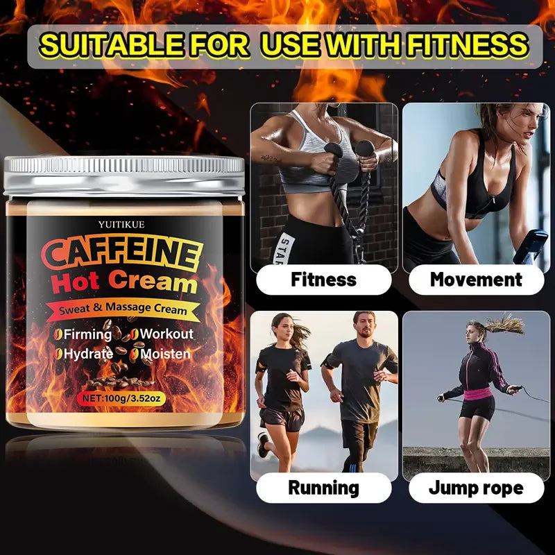YUITIKUE Caffeine Hot Cream 100g - Thermogenic Sweat & Massage Cream, Tightens & Moisturizes for Workout Body Sculpting