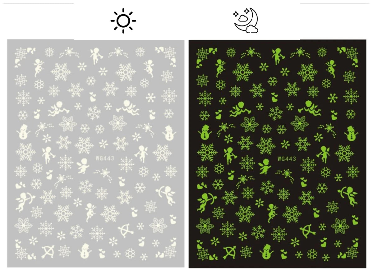 Sliver Bronzing 3D Christmas Nail Art Decoration Sticker Sparkly White Colorful Glitter Geometry Snowflake Winter Slider Foil