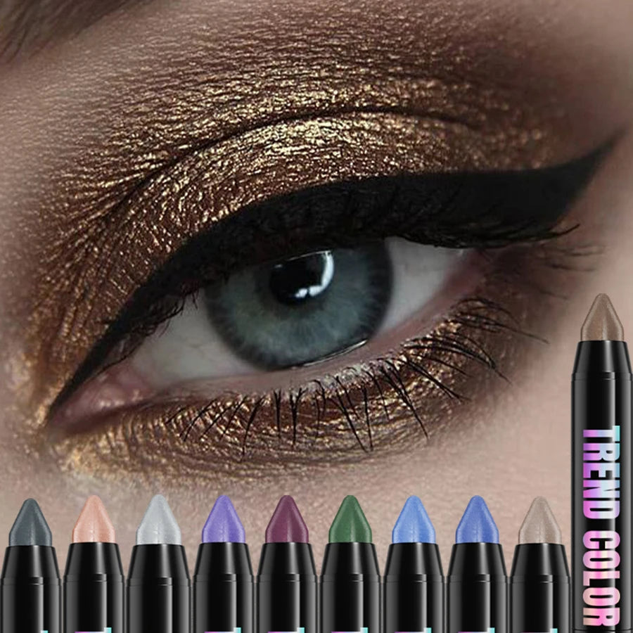 25 Colors 1PC Waterproof Eyeshadow Stick Long Lasting High Pigmented Shimmer Glitter Matte Brown Eye Shadow Korean Makeup Gifts