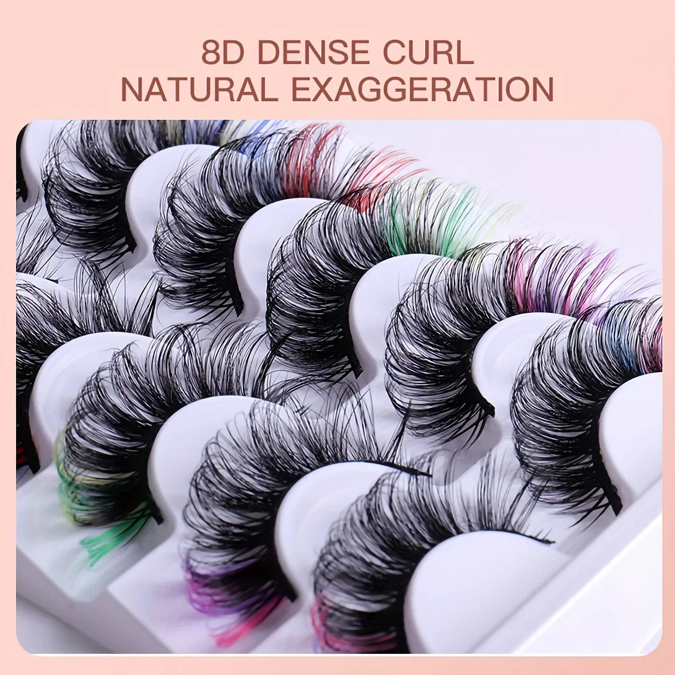 7pairs Colorful False Eyelashes 3D Faux Mink Fluffy Eyelashes Russian Natural Thick Fluffy Lashes
