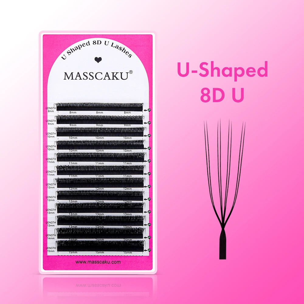 MASSCAKU C/D U-Shaped 3D/4D/5D/6D/8D/10D Mix 8-15MM False Eyelashes Professional Handmade Natural Volume Lashes Supplies