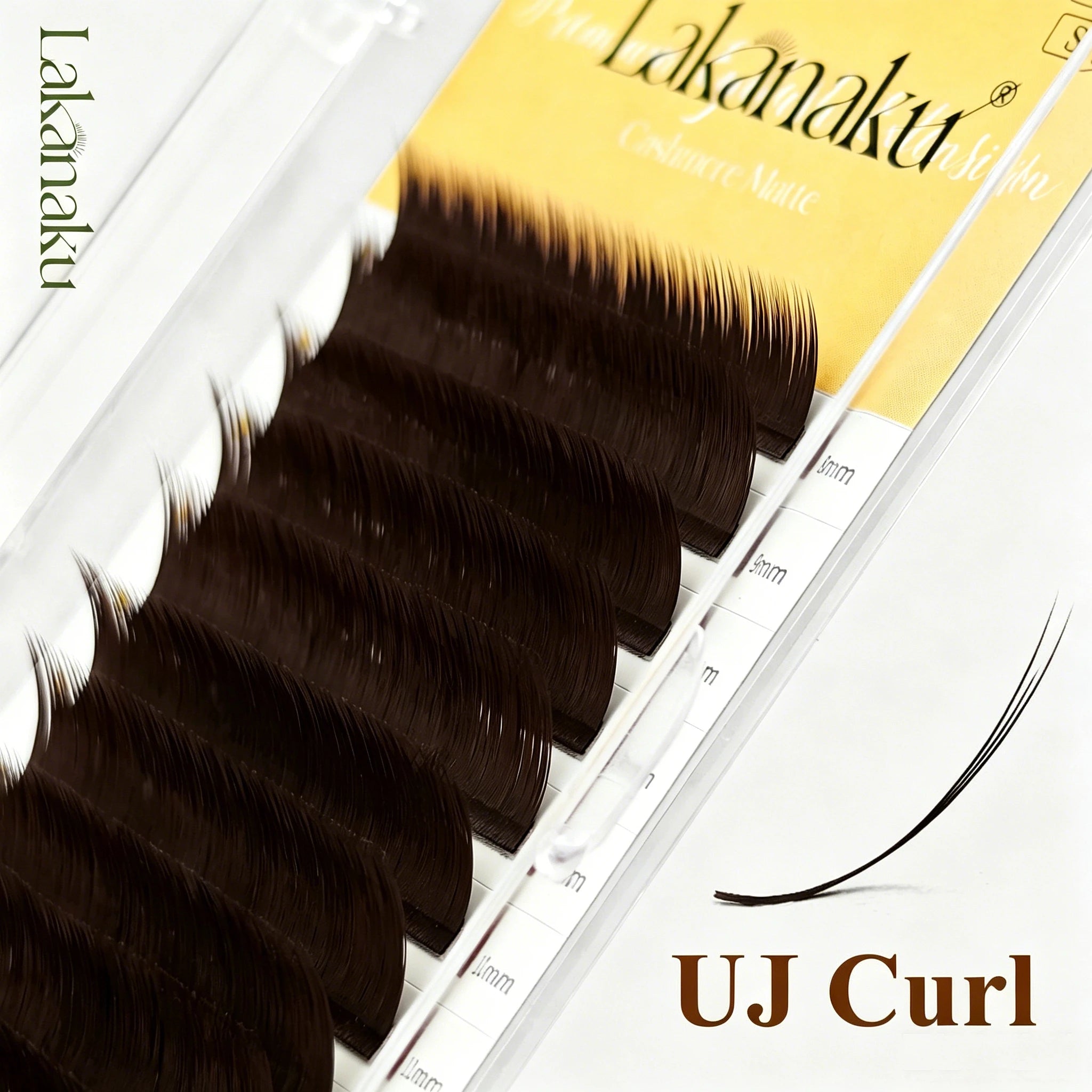 LAKANAKU UB UC UJ Curl Camellia Lashes with Adhesive Eyelash Extensions Russian Volume Fans Fluffy Lashes Premade Fan Lashes