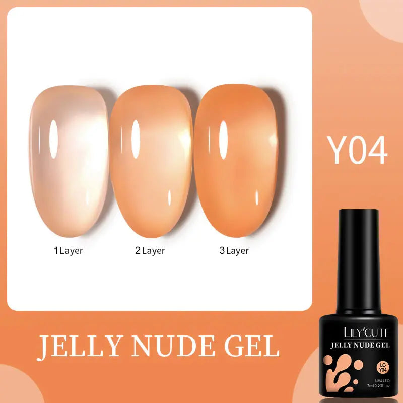 LILYCUTE 7ML Jelly Amber Gel Nail Polish Brown Crystal Translucent Dull Color Nail Art Gel Semi Permanent UV Gel Polish Varnish