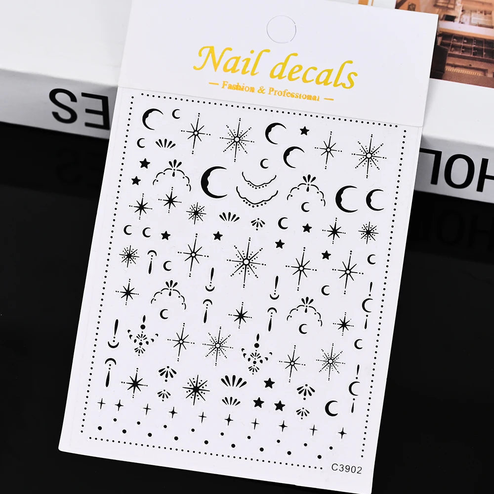 1pcs Star-Themed Nail Art Stickers 3D Self-Adhesive Plastic Decals With Glitter Finish Anime Rectangle Shape Ideal For DIY Nails