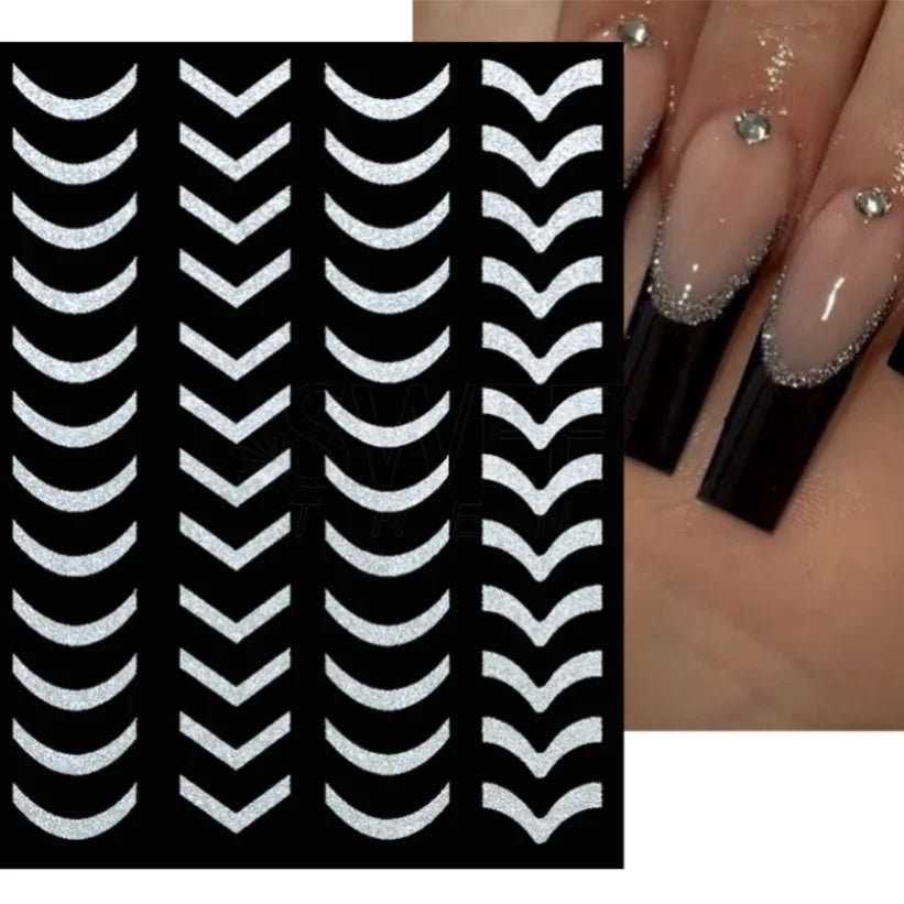 Nail Stickers 3D  Metal Line Sliver Gold Thorns Vine Curve Stripe Lines Tape Swirl Sliders Manicure Adhesive Gel Nail Art Decals