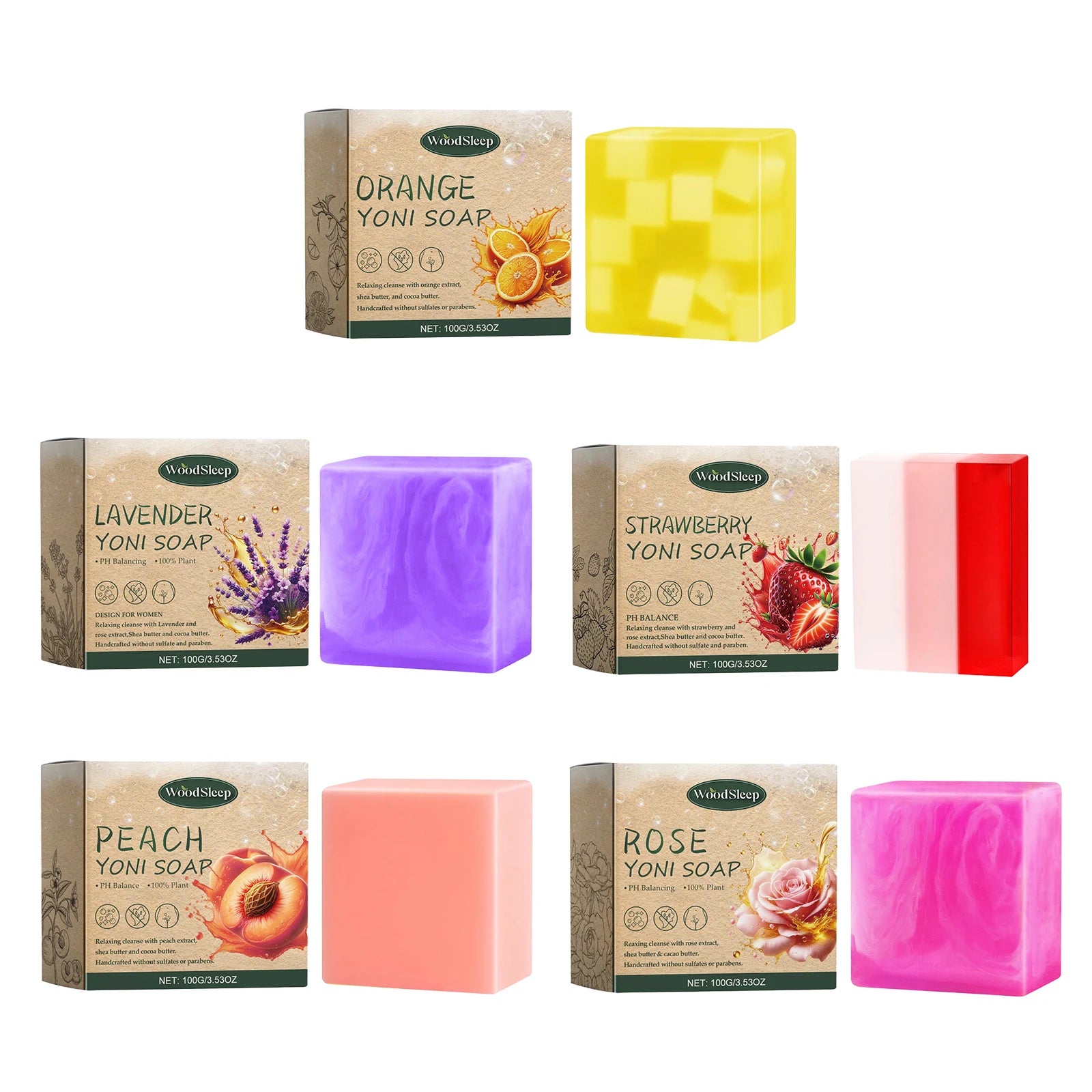 Female Wash Soap Yoni Bar Soap for Women Ph Balance Strawberry Remove Odor Deep Cleaning Moisturizing Private Parts Products