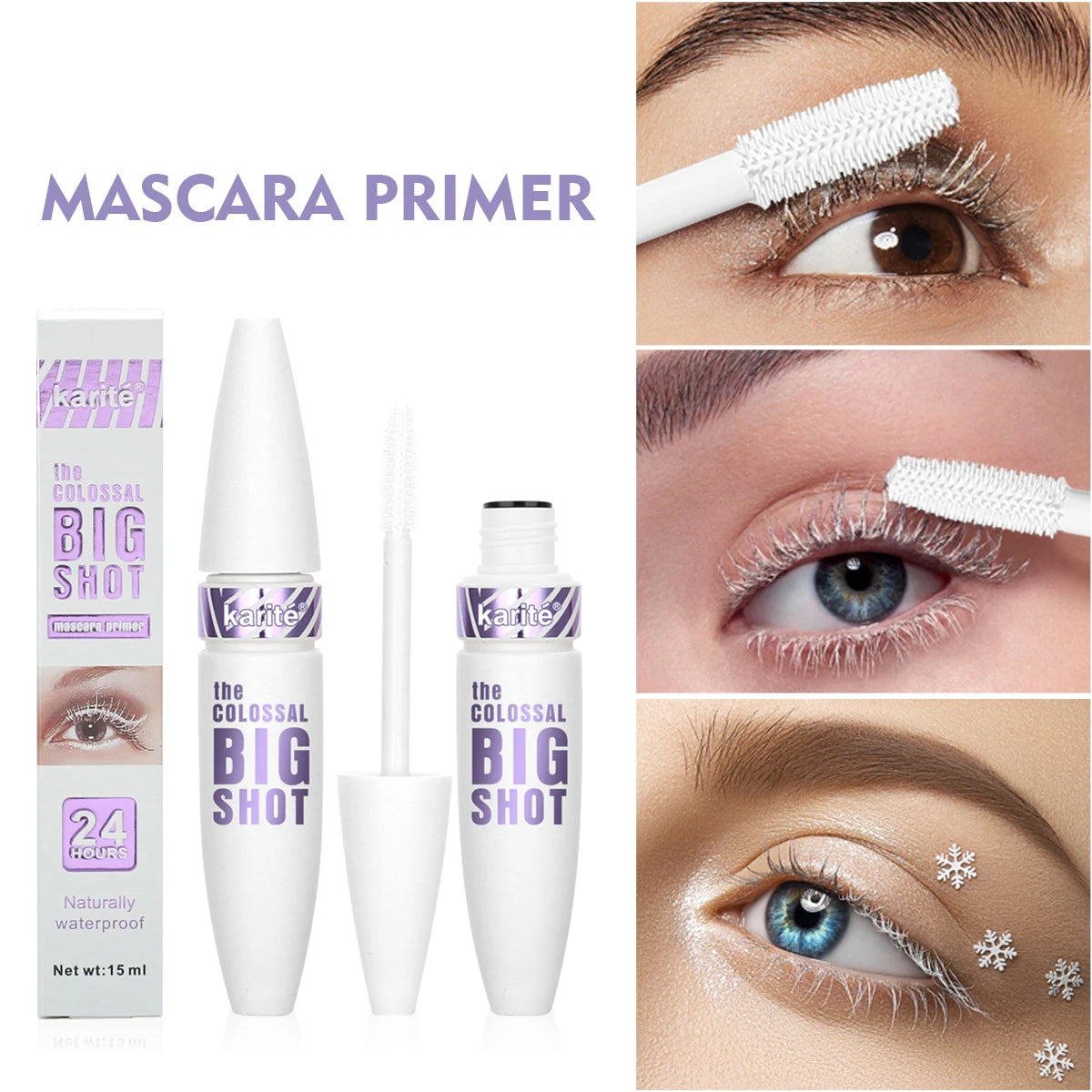 White Mascara Primer Waterproof Anti-Smudge Eyelash Base Cream Thicken Lengthening White Mascara Cosmetic Eye Makeup Tool
