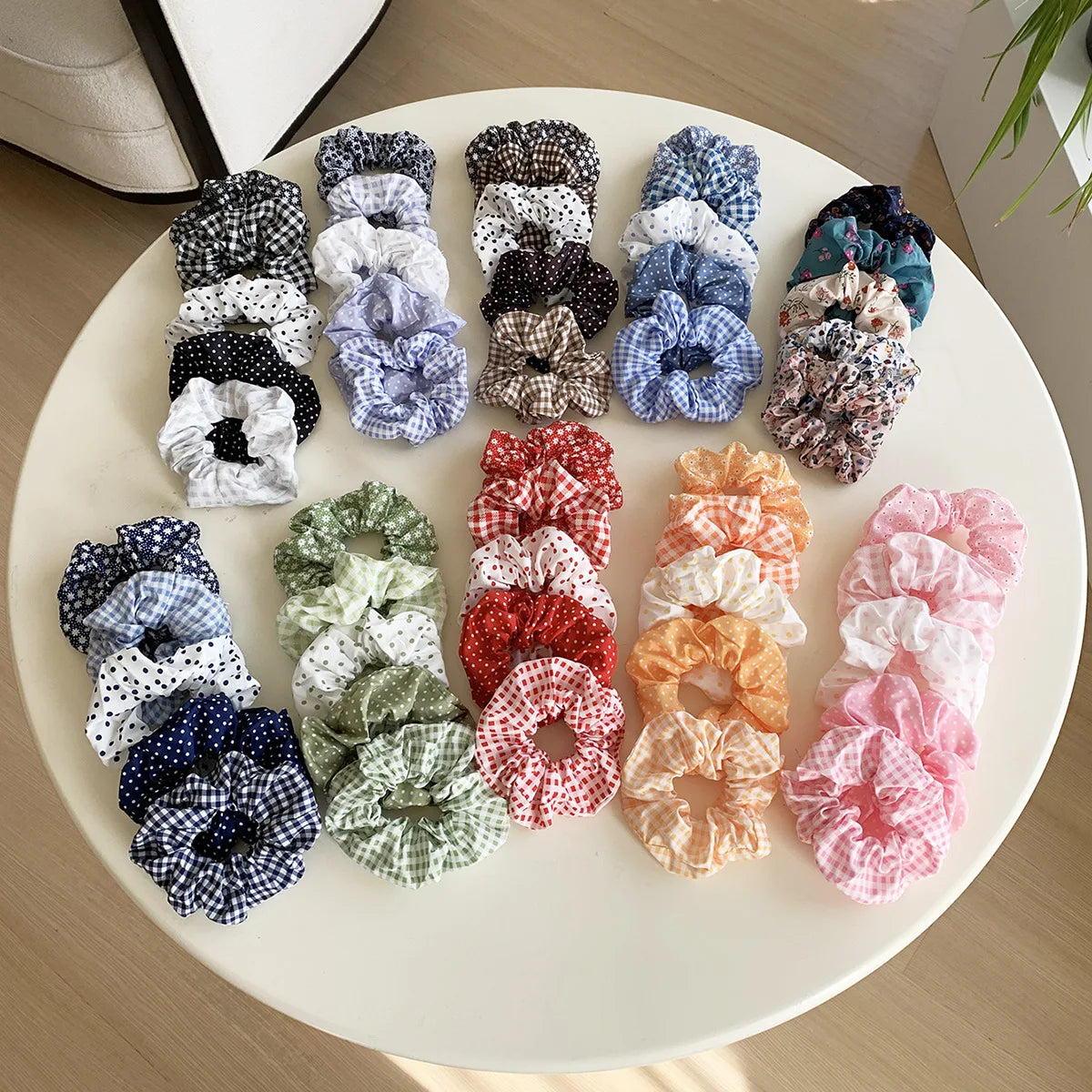 5Pcs Polka Dot Print Scrunchie Elegant Scrunchies Hair Ties Scrunchy Hair Ties