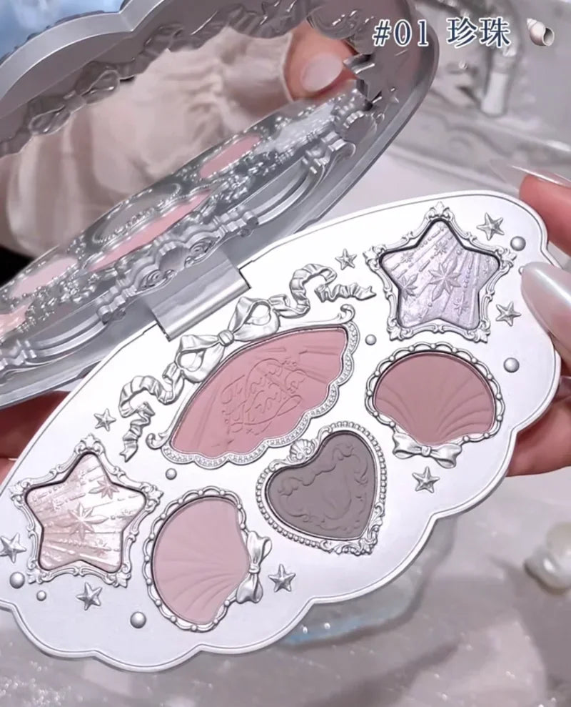 Little Angel Flower Knows Eyeshadow Palette Eye Glitter Make Up Palette Long Lasting 9 Color Eye Shadow For Girl And Women