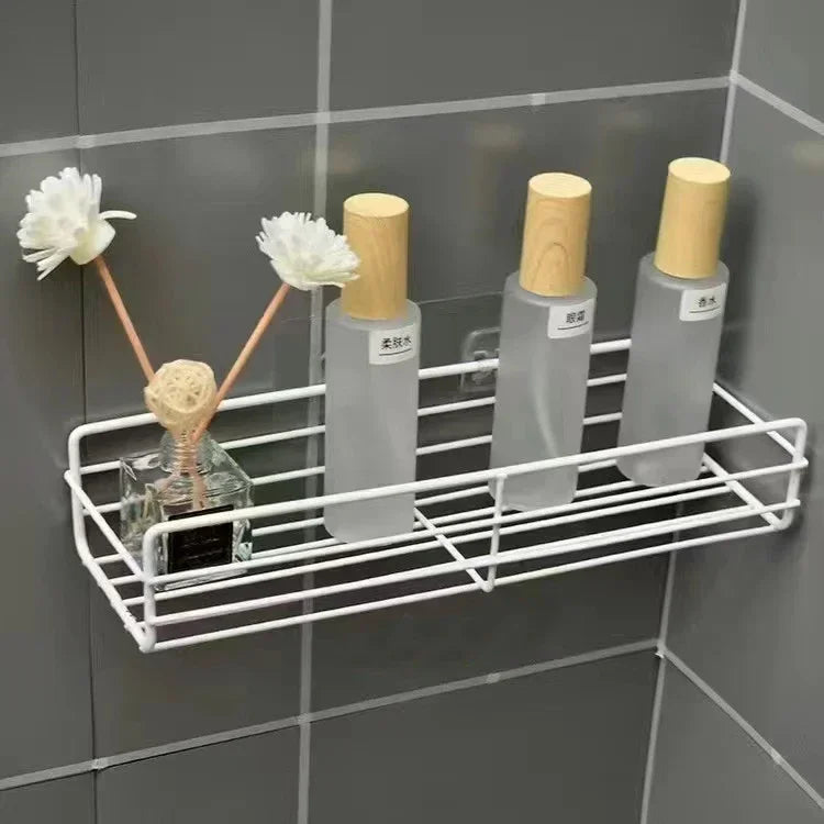 Wall Mounted Bathroom Shelf Corner Storage Iron Shower Drain Basket Cosmetic Rack Shampoo Holder Bathroom Organizer Wall Shelves