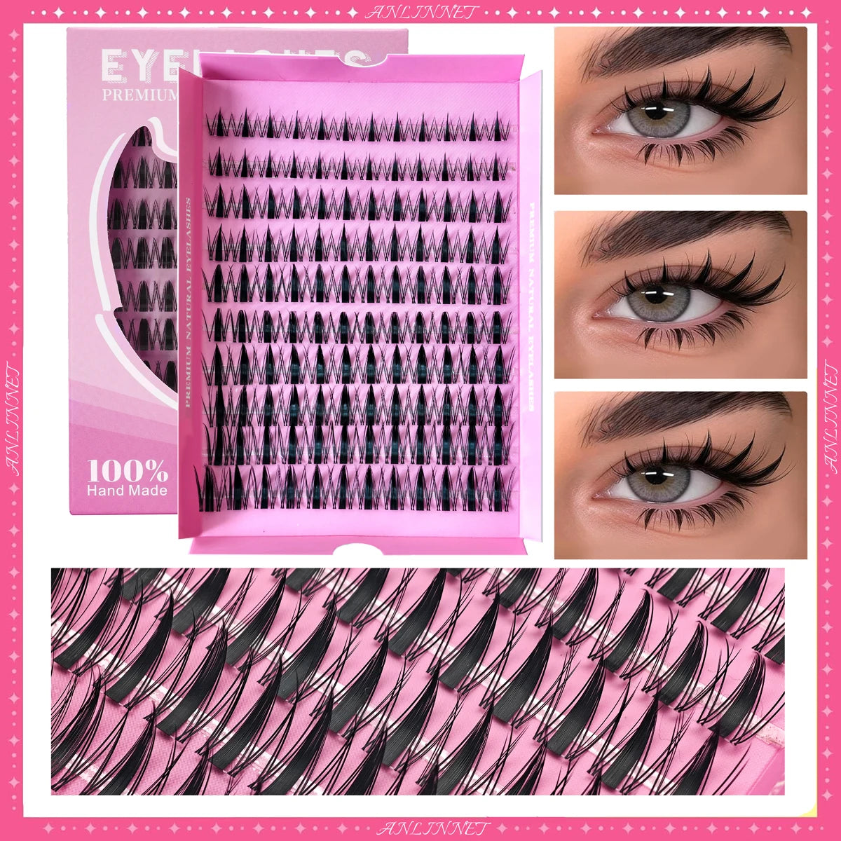 120 Cluster Individual Lash Clusters 6D Eyelashes 10-18mm Natural Look Manga Lashes Long-lasting False Eyelashes for Women Eyes