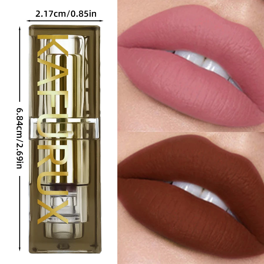 1pc Two-tone Matte Lipstick Pink Waterproof Lip Makeup Easy to Use Lipstick Refill Lip Tint, Long Lasting Lip Senior Cosmetic Gi