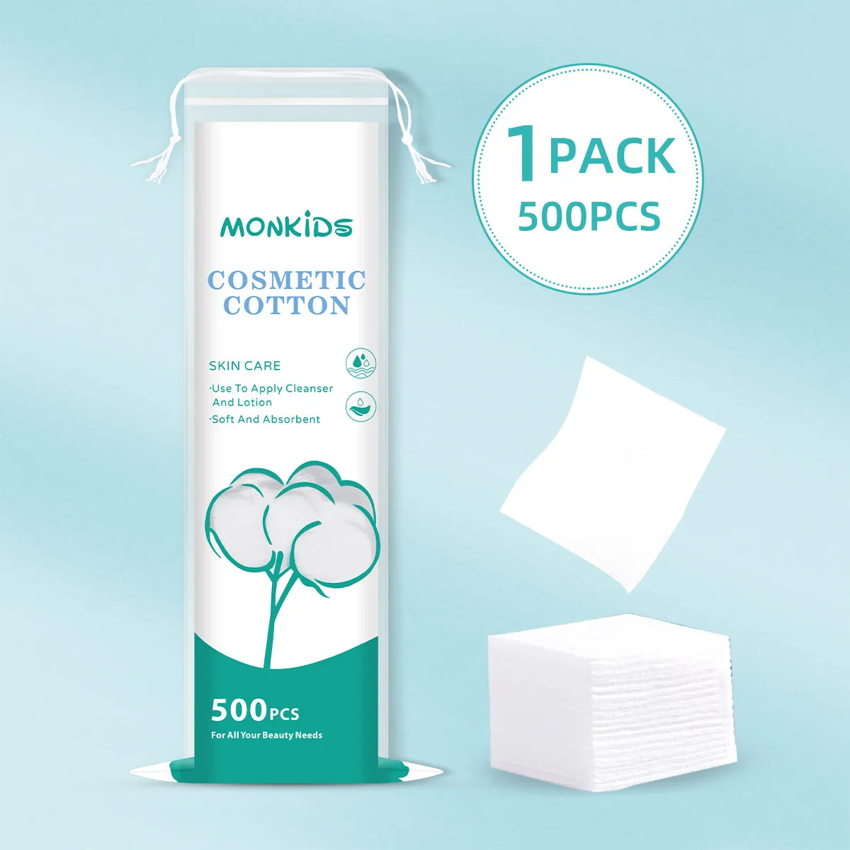 100pcs soft and breathable circular makeup remover pads, double-sided textured cotton pads, used for daily facial cleansing