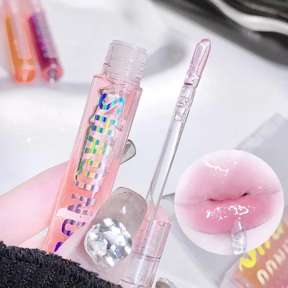 SHAQINUO 4 PCS Water-gloss Mirror Jelly Lip Gloss Moisturizes Lips Shimmers With Fine Pearls Brightens Lip Color