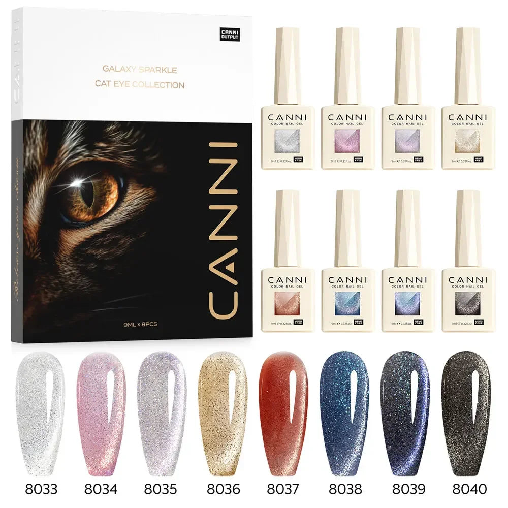 CANNI HEMA TPO FREE Gel Nail Polish Galaxy Cat Eye Gel Magnet Glitter Diamond Sparkle Gorgeous Color Soak Off UV LED Gel Lacquer