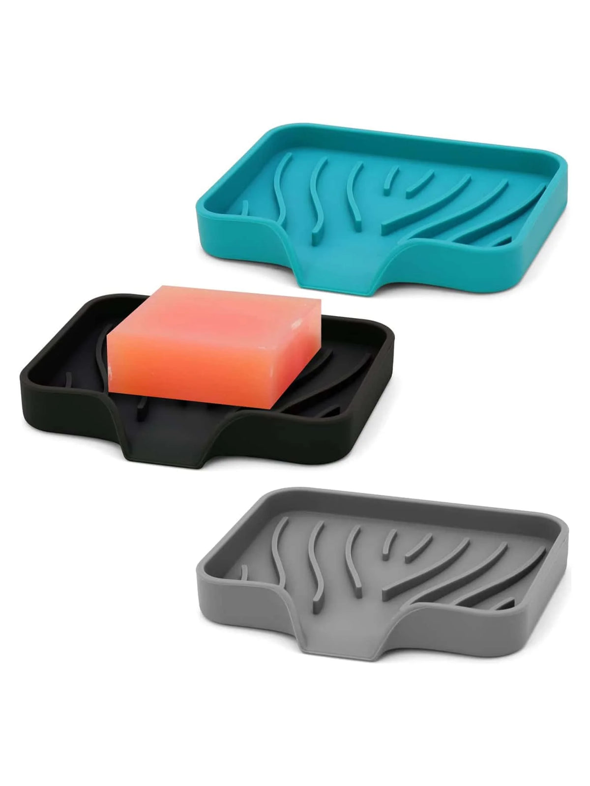 1pc Silicone Drain Soap Dish, Solid Color Simple Soap Holder, Self Draining Soap Tray For Countertop, Sink Anti-Slip Storage Rack, Bathroom Supplies Home Bathroom Decor Summer Back To School
