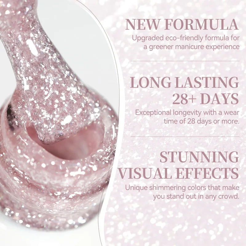 BORN PRETTY 10ml Fluttering Flakes Jelly Gel Polish Semi Permanent Soak Off UV Gel Nail Art Manicure Nail Supplies Vernis