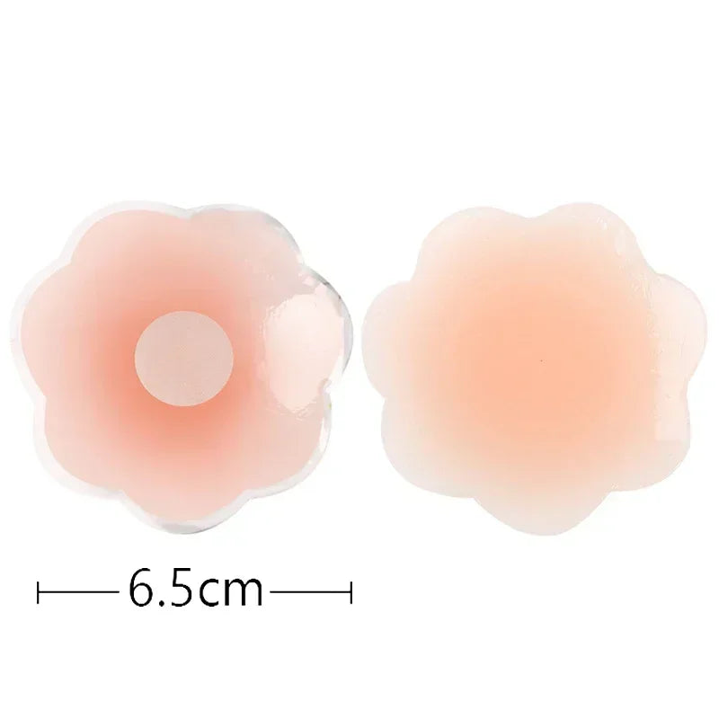 Reusable Women Breast Petals Lift Silicone Nipple Cover Invisible Petal Adhesive Strapless Backless Stick on Bra Breast Stickers