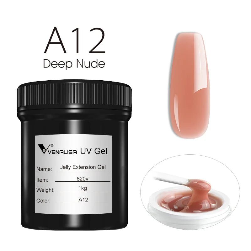 VENALISA Jelly Gel Large Volume 1L Jelly Nude Collection Not Burning Soak Off UV LED Soft Extension Gel Nail Gel Nail Manicure