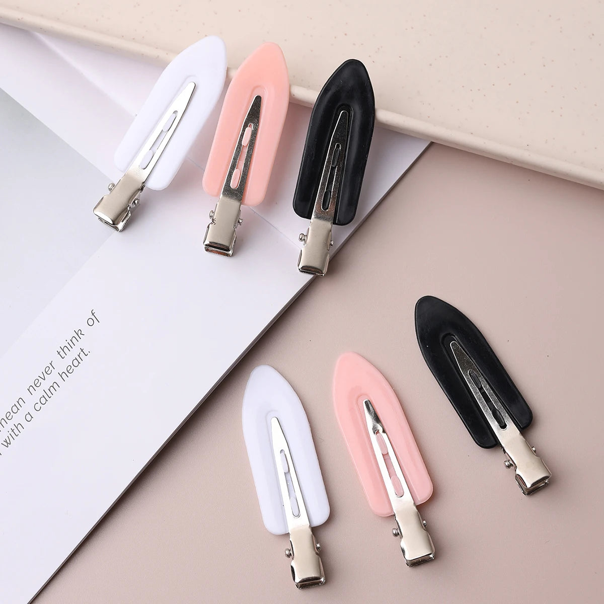 12pcs Black And White Pink Simple And Fashionable Women's Seamless Bangs Hair Clips Makeup Seamless Hair Clips Side Clips Suitab