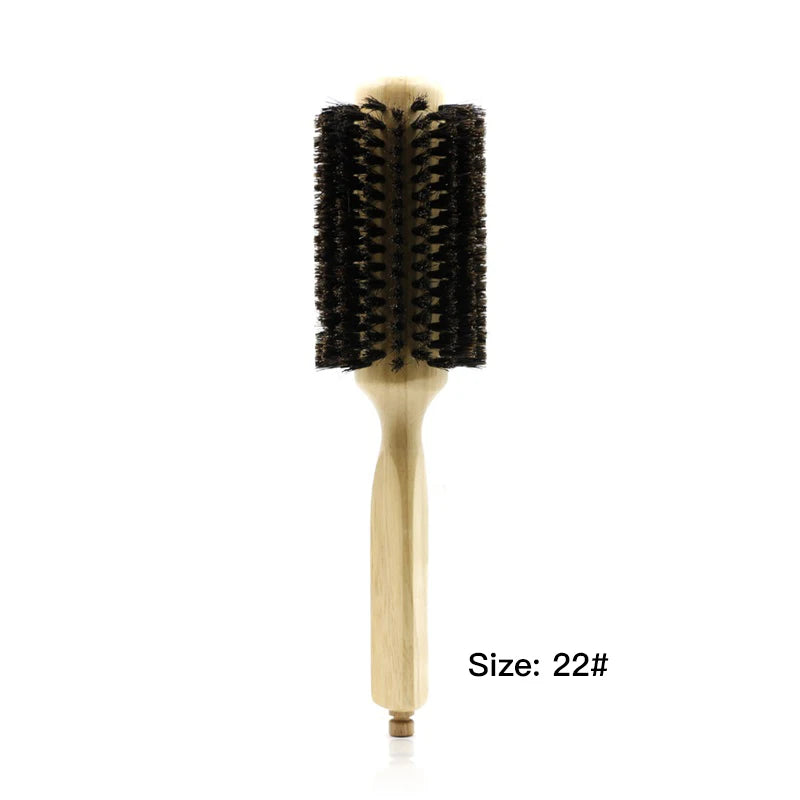 6 Sizes Wood Handle Boar Bristles Round Brush Removable Tail Professional Barber Salon Hairdressing Hair Brush Hair Round Comb
