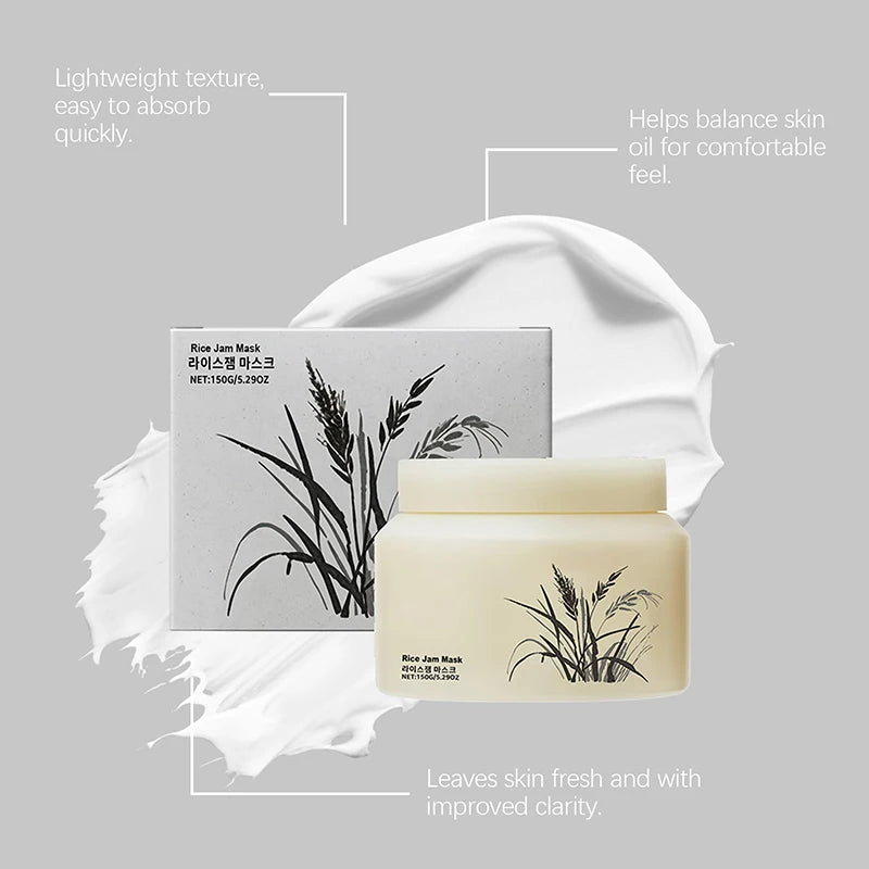 Rice Jam Hydrating Face Mask Korean Rice Brightening Smoothing Skincare Products Deep Cleansing  Nourishing Mask For Face Body
