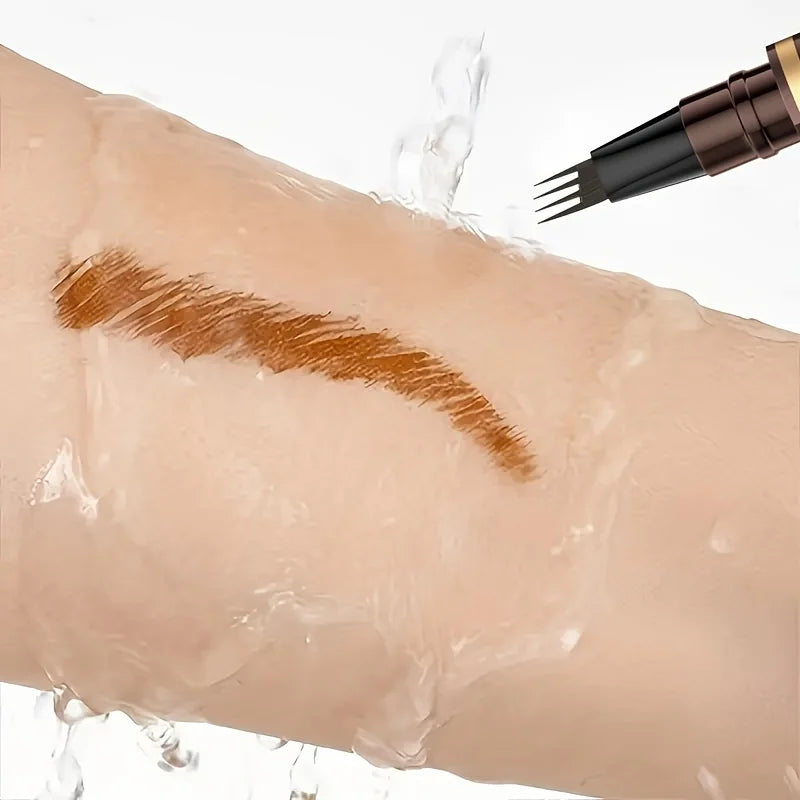 Liquid four-pronged eyebrow pencil, extremely fine, long-lasting, waterproof, sweatproof, high color intensity, perfect gift