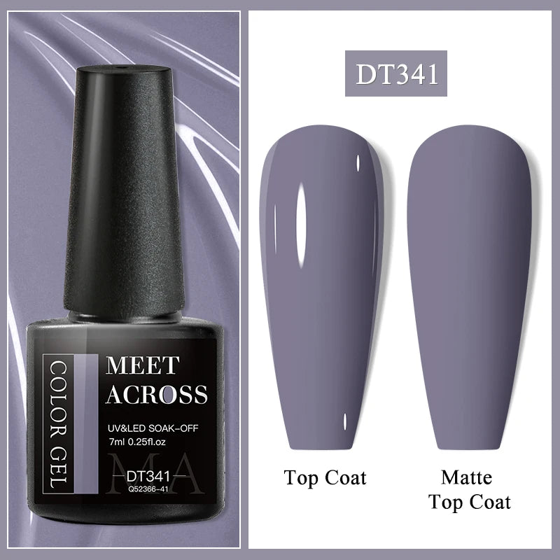 MEET ACROSS 7ml Dark Color Glitter Top Coat Gel For Nails Brocade Powder 2 In 1 Chameleon Nail Art Gel Varnish Manicure