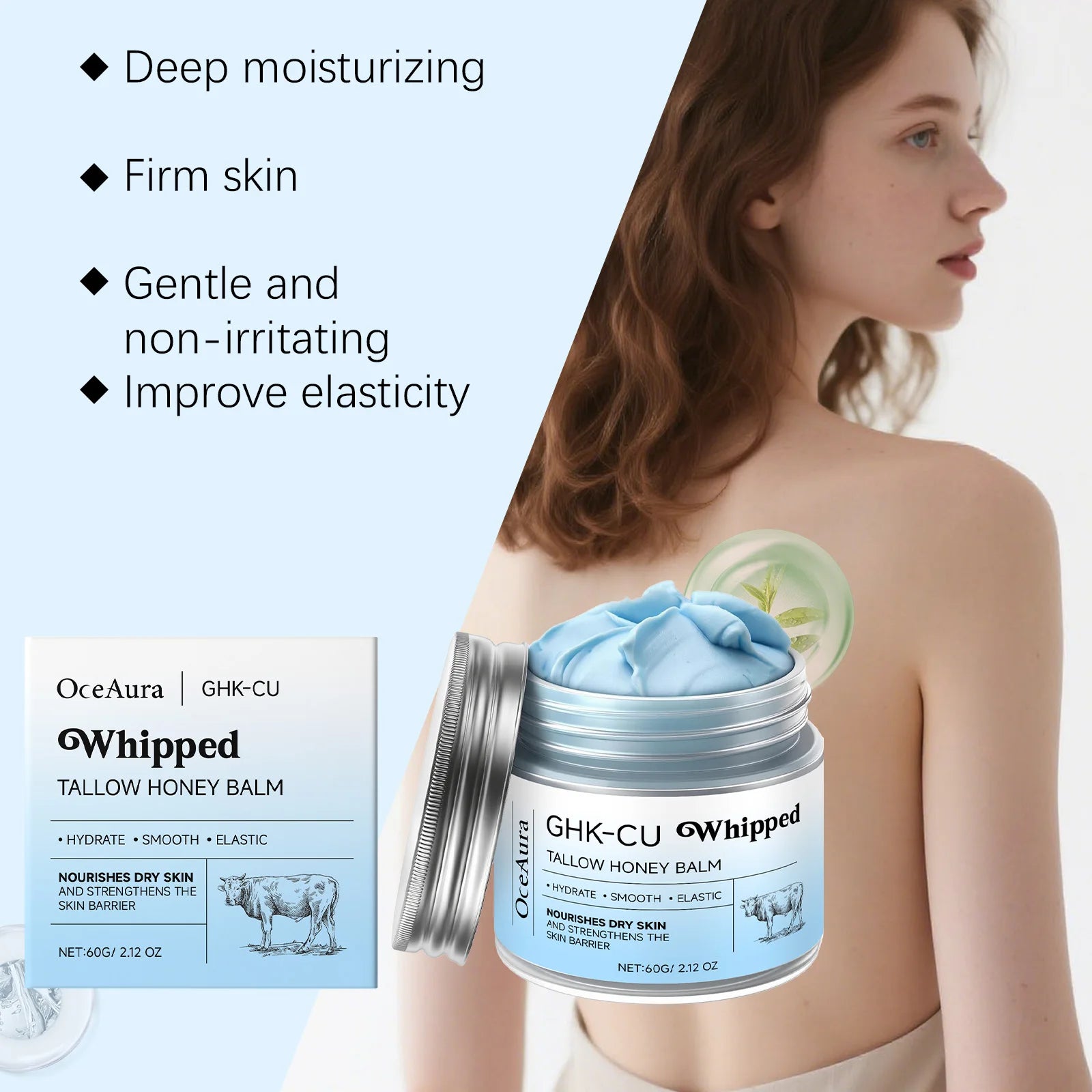 Whipped Tallow Honey Balm Deep Moisturizing for Dry Cracked Skin Non-Greasy Body Butter Brightening Tightening Face Cream Care